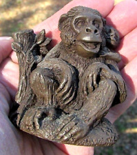 1980 Vintage Chimpanzee Figurine Chimp Monkey Mother Child Signed JW CW Detailed picture