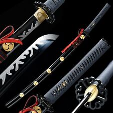 Handmade Black Blade Japanese Samurai sword High Carbon Steel Ninja Katana Sharp picture