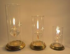 3 VTG Wolfard Oil Lamps Brass Stands Wick Sedak Andrea Hand Blown 12”, 9”, 6” picture
