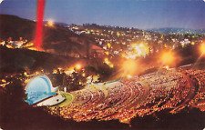 Hollywood CA California, Famous Bowl Amphitheatre at Night, Vintage Postcard picture