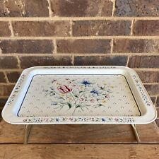 Vintage 1990 Floral TV Lap Tray With Folding Legs Cottage Core picture
