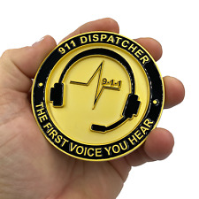 EL4-015 World's Biggest 911 Emergency Dispatcher Challenge Coin Thin Gold Line T picture