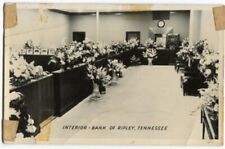 RIPLEY TN FLOWER BOUQUETS AT INTERIOR OF BANK VINTAGE RPPC POSTCARD 1956 031521  picture