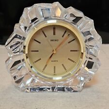 Vintage Seiko Quartz Crystal Glass Bronze Face Alarm Mantle Clock   picture