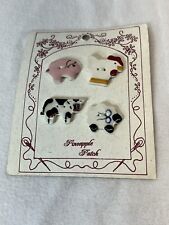 Vintage Ceramic Buttons Folk Hand Painted Farm Animals Chicken A Homespun Heart picture