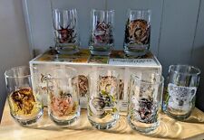 Vintage Endangered Animals Collection Set of 8 Glasses Glassware By Brockway picture