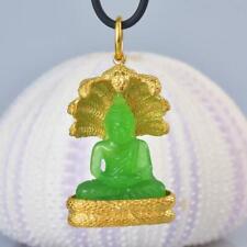 Buddha Image Mucalinda Naga Pendant Chalcedony Gold Vermeil Sterling 23.58 g picture