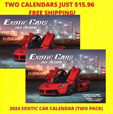 2024 EXOTIC CARS WALL CALENDAR (TWO PACK) Porsche Ferrari Lambo auto picture
