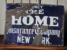 Original Porcelain The Home Agency Insurance Company New York  Sign 1930s Advert picture