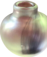 Gorgeous 4” Kosta Boda Mouth Blown Glass Vase signed By Swedish Wärff White Blue picture
