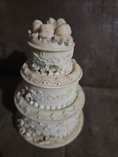 VINTAGE DEZINE 3 TIERED MINIATURE WEDDING CAKE 3-STACKED TRINKET BOXES 1995-RARE picture