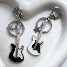 Retro Guitar Keychain Love Heart Key Chain Keyring Women Men Accessories Gift picture