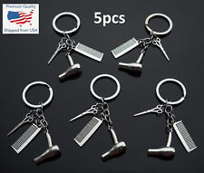 5x PC Hairdressers Barber Comb Scissors Hair Style Blow Dryer Key Chain Keychain picture