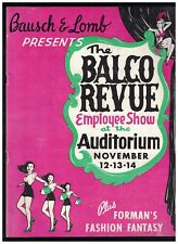 Bausch & Lomb Presents the Balco Revue Employee Show Program 1940s Rochester NY picture