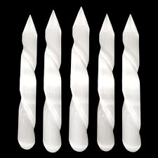 5x Selenite Crystal Massage Wand Smooth Polished Round Point Tip Reiki Energy picture