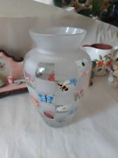 Lenox Nature's Splendor Hand Painted Crystal Vase Flowers Insects SIGNED PKP picture