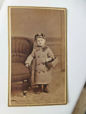 Antique CDV Cabinet Photo Darling Little Girl Emboidered Hat Basket PONTIAC IL picture