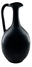 Tall Black Ceramic Handled  Clay Beverage Pitcher Made in Mexico picture