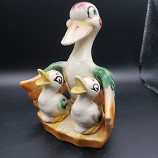 Vintage Mother Duck &  2 Baby Ducks S&P Shakers With Base Old Japan picture