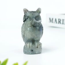 3” Lifelike Owl Natural Hand Carved Decor Reiki Healing Collection Totem Gift picture