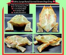 😲HUGE Hand-Carved Pretty GREEN ONYX & AGATE Frog 🐸 Artisan Hand Crafted w/ TLC picture
