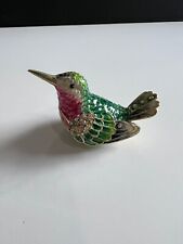 Bejeweled Hinged Trinket/Jeweled Colorful Bird Green/red  picture