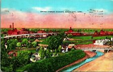 Grand Avenue Viaduct Sioux City Iowa IA Linen Postcard picture