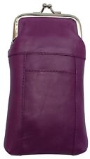 Genuine Leather Cigarette Case with Lighter Pouch Purple by Marshal picture