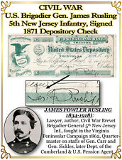 CIVIL WAR Brigadier General James Rusling, 5th NJ Infantry, 1871 Doc. Signed picture