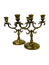 VTG 70s Mid Century Modern Regency Candlebra Candle Stick Holder Pairs Set Of 2 picture