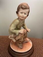 Giuseppe Armani, Capodimonte, crying boy on potty, hand painted Italy picture