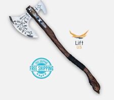 Medieval God of War Kratos Axe Leviathan Axe Custom Handmade with Leather Sheath picture