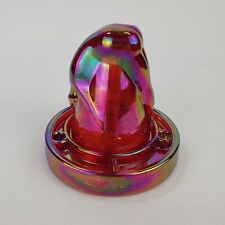 Vintage Rosso Bottoms Up Shot Glass & Coaster Carnival HTF Iridescent Red Glows picture