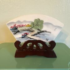 Vintage Marble Article, Hand-Painted Landscape Original Art On Wood Stand picture