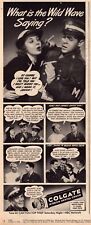 1944 Colgate Ribbon Dental Cream Print Ad WWII Era What Is The Wild Wave Saying picture