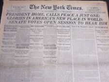 1919 JULY 9 NEW YORK TIMES - PRESIDENT HOME CALLS PEACE A JUST ONE - NT 6649 picture