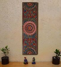 Floral carved wooden panel hand painted wall hanging plaque beautiful home decor picture