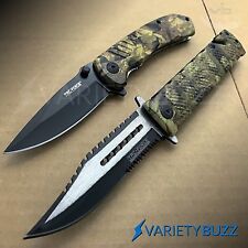 2 PC TACTICAL SPRING POCKET KNIFE Folding Rescue Blade OUTDOOR CAMO x2 ASSISTED  picture