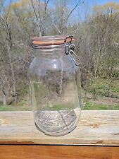 Vintage Arc France 3L Jar Clear Glass Canister with Hinged Lid Rubber Seal picture