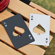 2Pcs Personalised Drink Beer Bottle Opener Black+Silver Playing Card Spades A picture