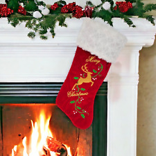 St Nicks Choice Christmas Stocking Reindeer and Holly Merry Christmas T08 picture
