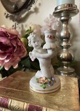 Antique German Von Schierholz Small Porcelain Cherub Figurine Candle Holder 4.5 picture