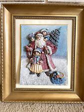3D Santa & Children Picture/Art with Gold Frame 13