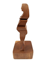 Vintage 88' Kuhn 3d Principio Mother Pregnant Baby Art Wood Carving Sculpture picture