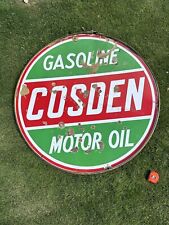 Original Vintage Double Sided In Original Ring Cosden Motor Oil/Gasoline Sign picture