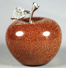 Beautiful Natural Golden Sand Crystal Apple Figurine Decoration Crystal Giftss picture