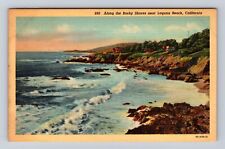Laguna Beach CA-California, Along The Rocky Shores, Antique, Vintage Postcard picture