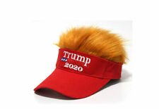 2020 President Donald TRUMP Red Trumpy Visor Hat w/Gold Hair Golf Cap Wig MAGA picture