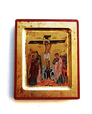Greek Russian Orthodox Handmade Wooden Icon Crucifixion of Christ 12.5x10cm picture