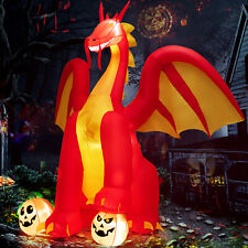 10 FT Inflatable Giant Animated Fire Dragon Outdoor Halloween Decor w/Lights picture